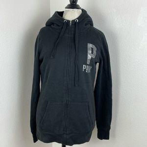 PINK zip up fuzzy hoodie XS